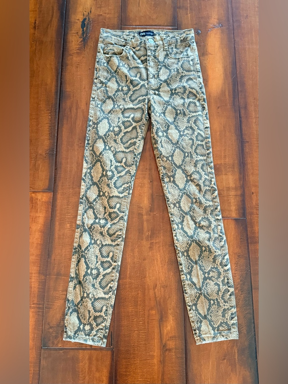 Zara Snake-Print Skinny Jeans